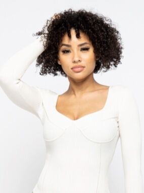 Sweetheart Neckline Long Sleeve Bodysuit *NWT